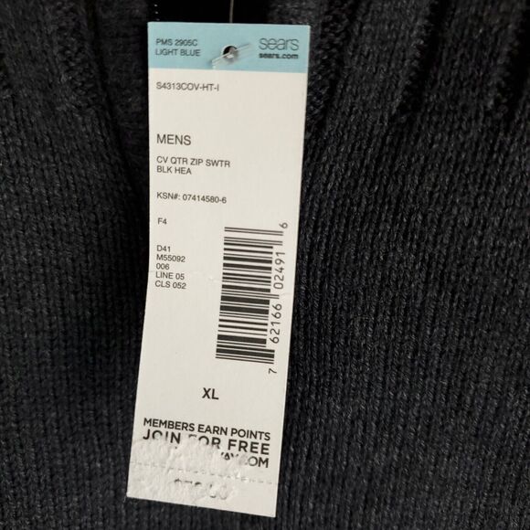 Covington Sweater Men XL Pullover 1/4 Zip Black Heather Knit Dadcore Grandpacore - Picture 15 of 16